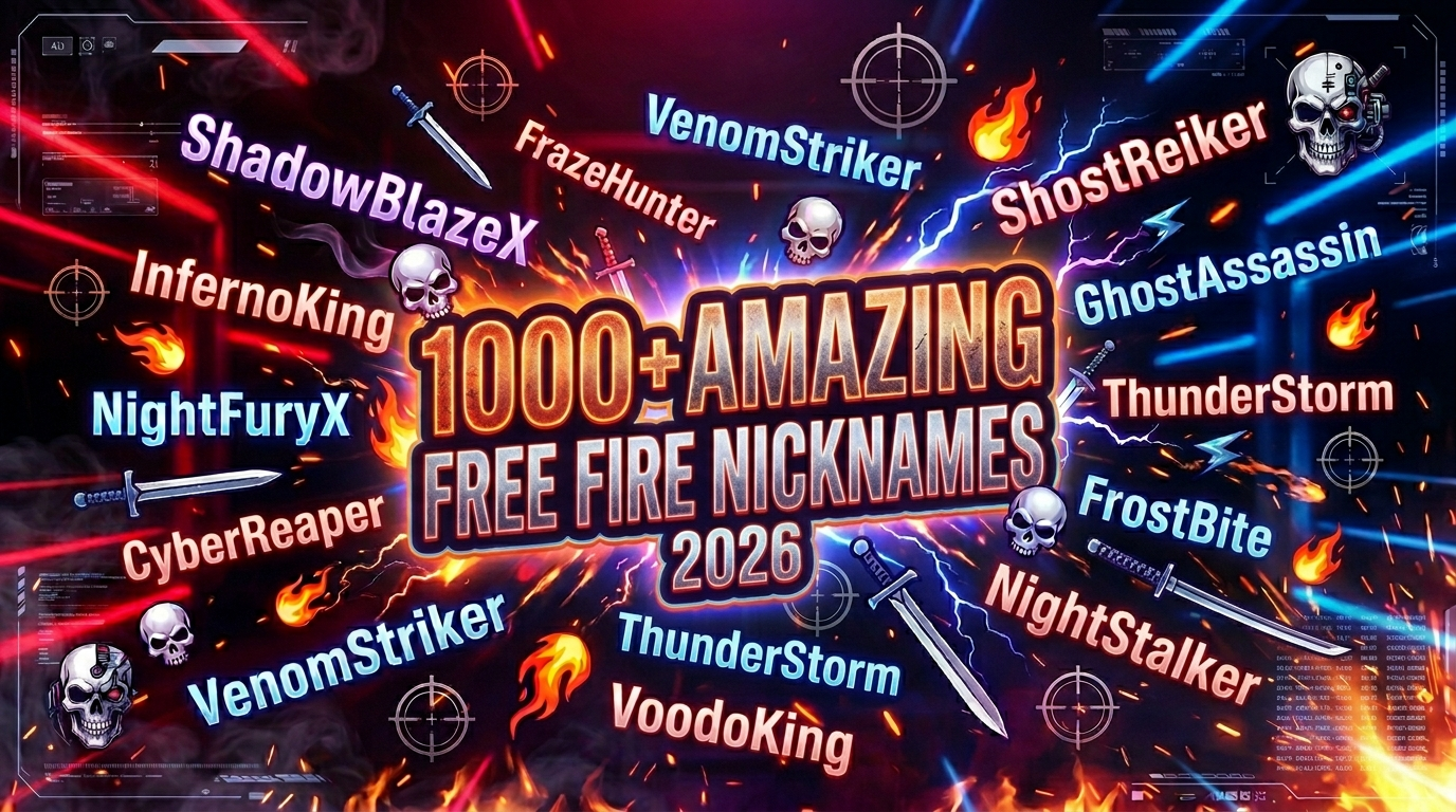 1000+ Amazing free fire nicknames 2026