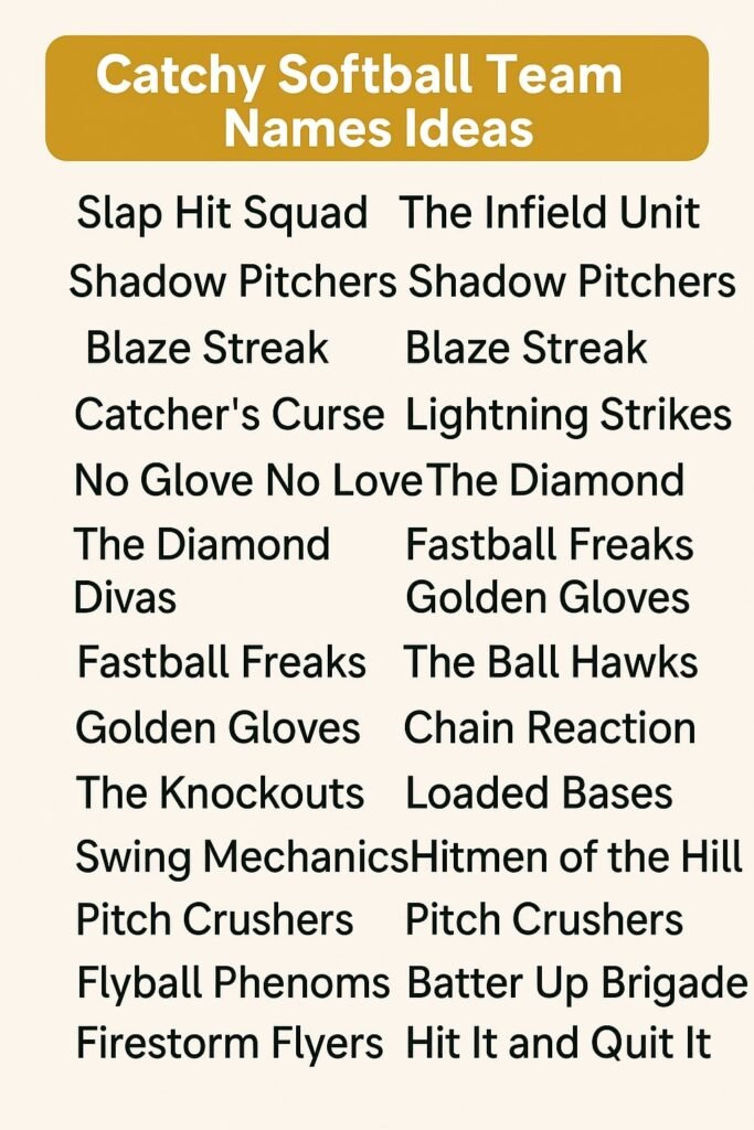 1100+ Catchy Softball Team Names Ideas