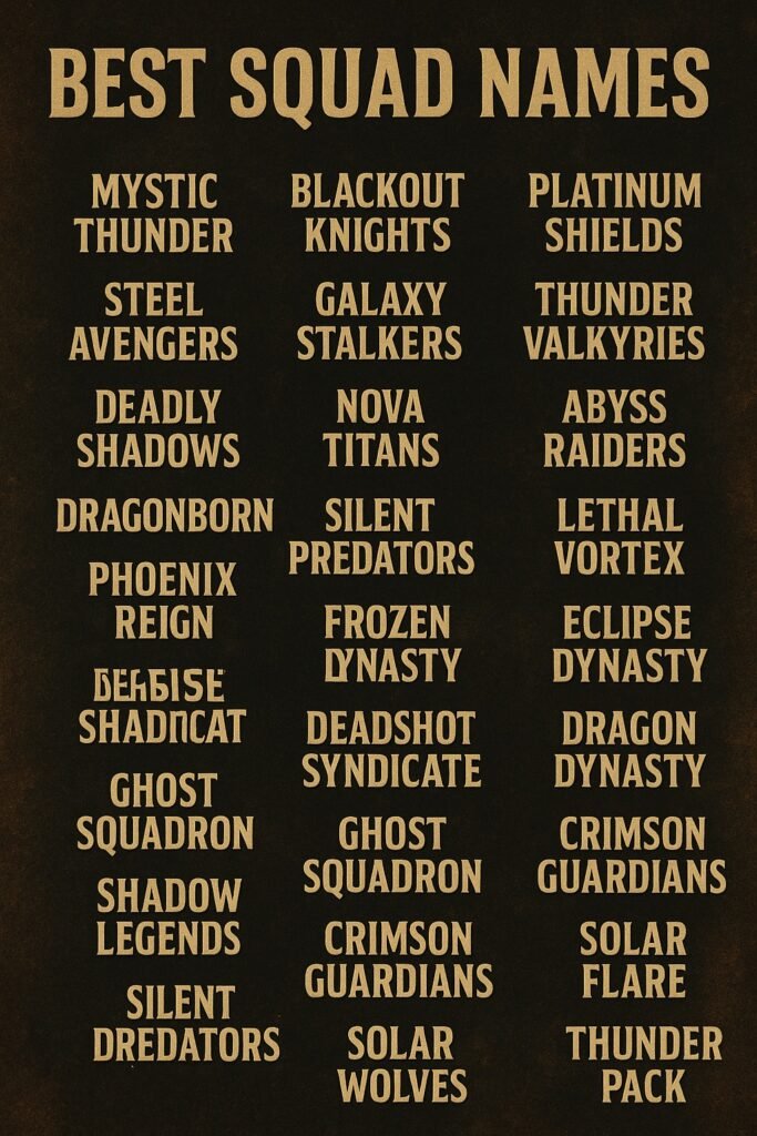1000+ Best Squad Names 2025
