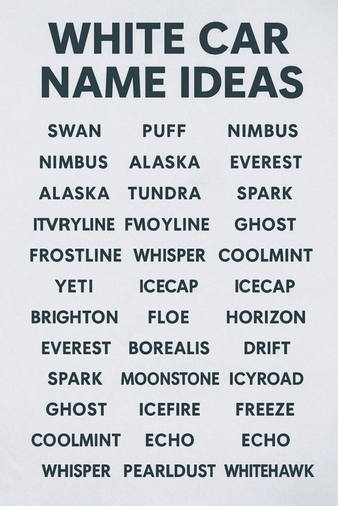 900+ White Car Name Ideas 2025
