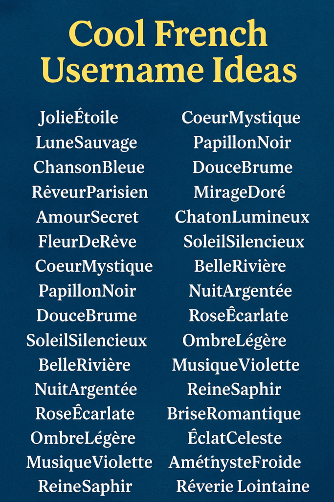 600+ Cool French Usernames Ideas