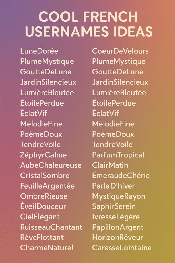 600+ Cool French Usernames Ideas
