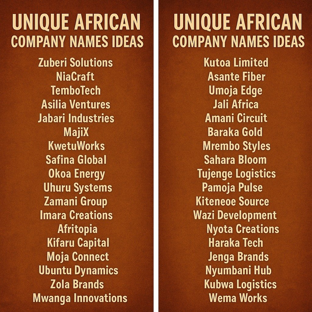 1000+ Catchy Unique African Company Names Ideas 2025