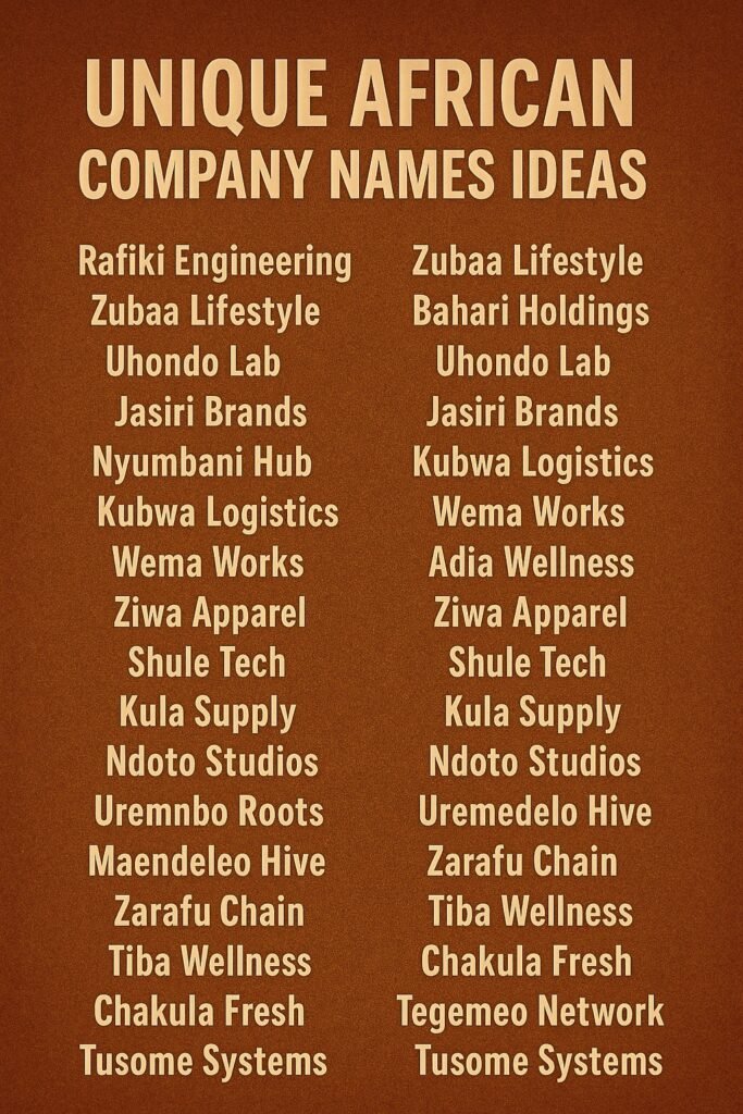 1000+ Catchy Unique African Company Names Ideas 2025