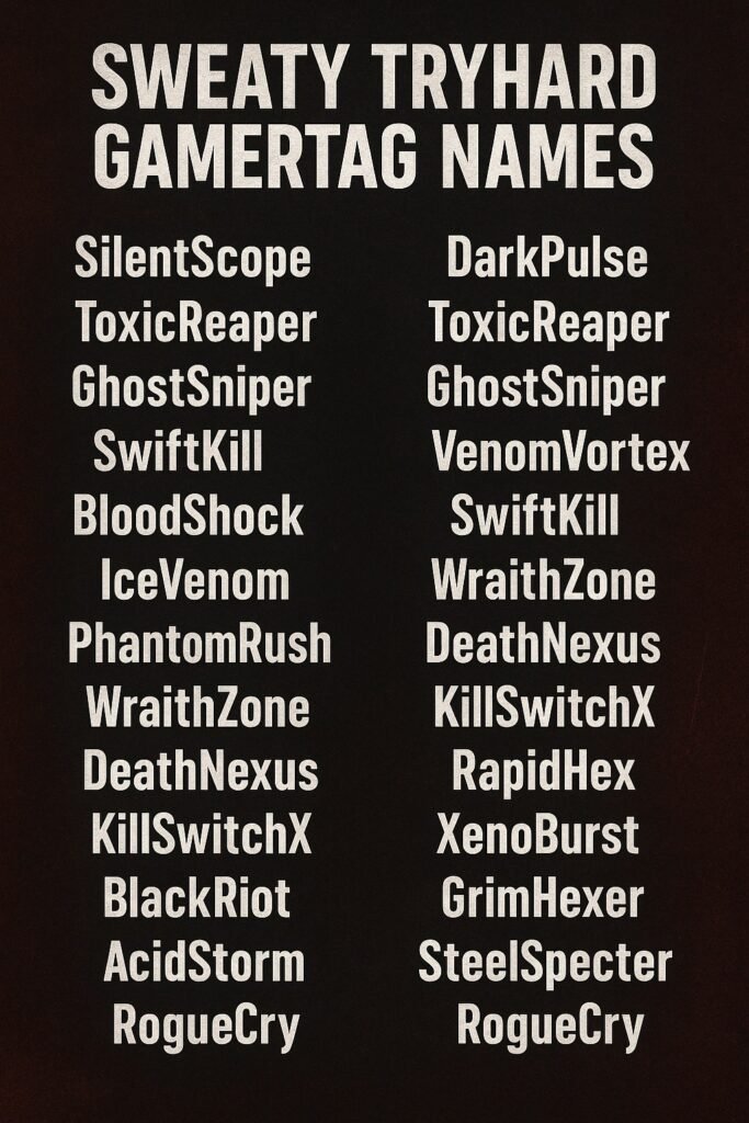 1200+ Sweaty Tryhard Gamertag Names 2025