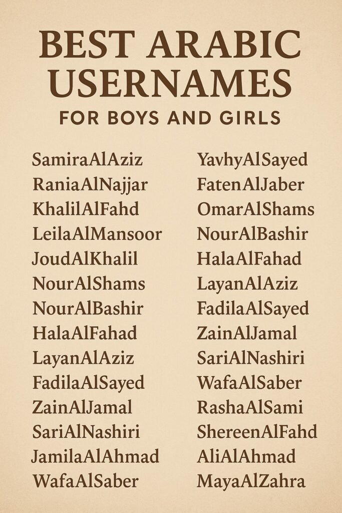 1000+ Best Arabic Usernames for Boys and Girls 2025