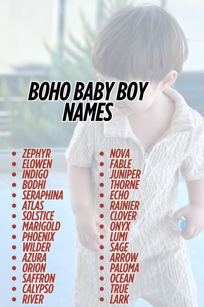 Calm baby resting under sunlight with natural earth tones, reflecting boho lifestyle