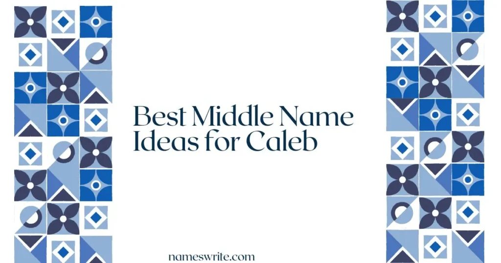 Notebook with “Best Middle Names for Caleb” written on the page surrounded by baby toys