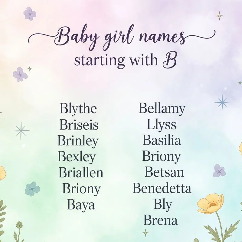 Baby girl in pastel outfit playing with B-themed alphabet cubes