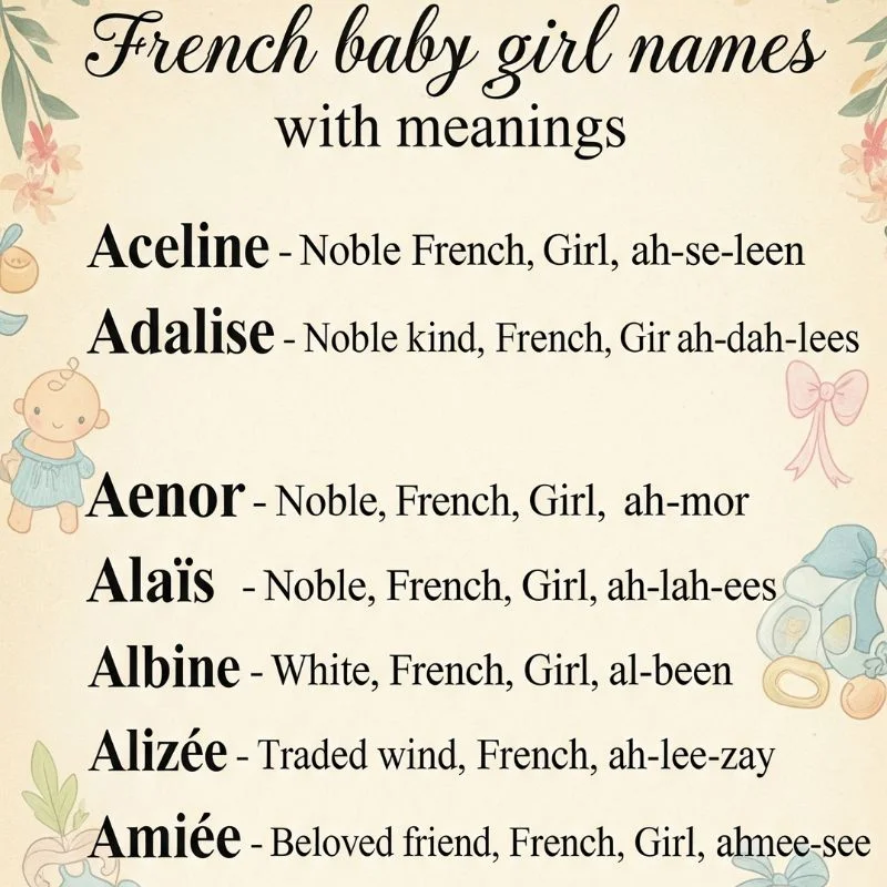 Classic and modern French baby names for girls with beautiful meanings explained