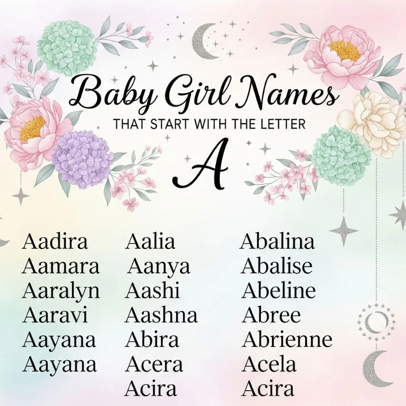 Sweet newborn wrapped in a soft blanket with the letter A beside them, representing baby names that start with A