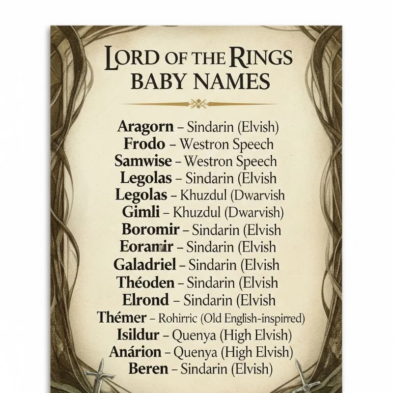 Heroic and mystical Lord of the Rings baby name ideas