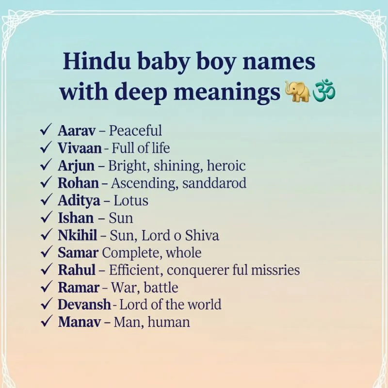 Traditional and modern Hindu boy names that reflect wisdom, strength, and heritage