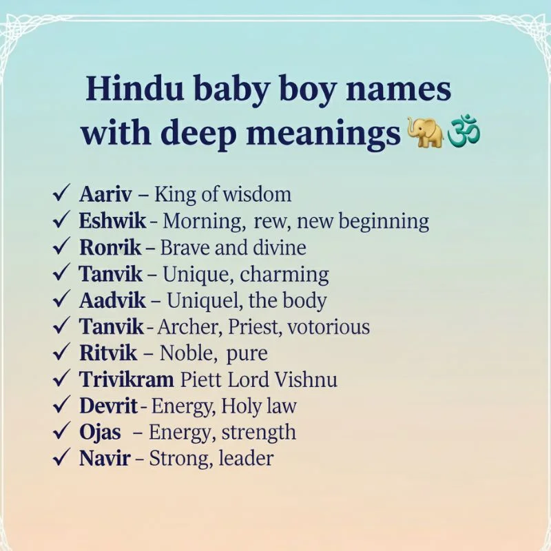 Unique Hindu boy names with powerful meanings for modern Indian families