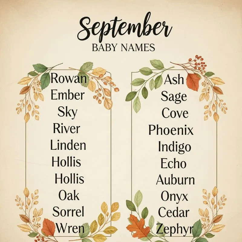 September baby name guide featuring traditional, modern, and celebrity-inspired names.