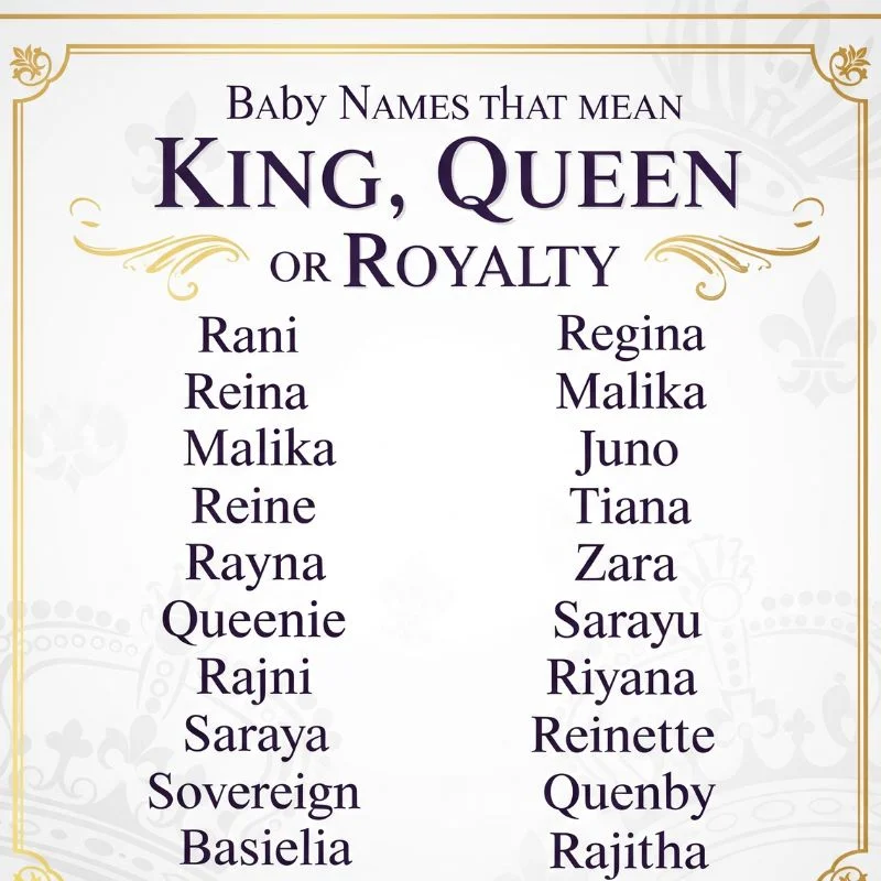 Modern and traditional baby names that symbolize kings, queens, and royalty