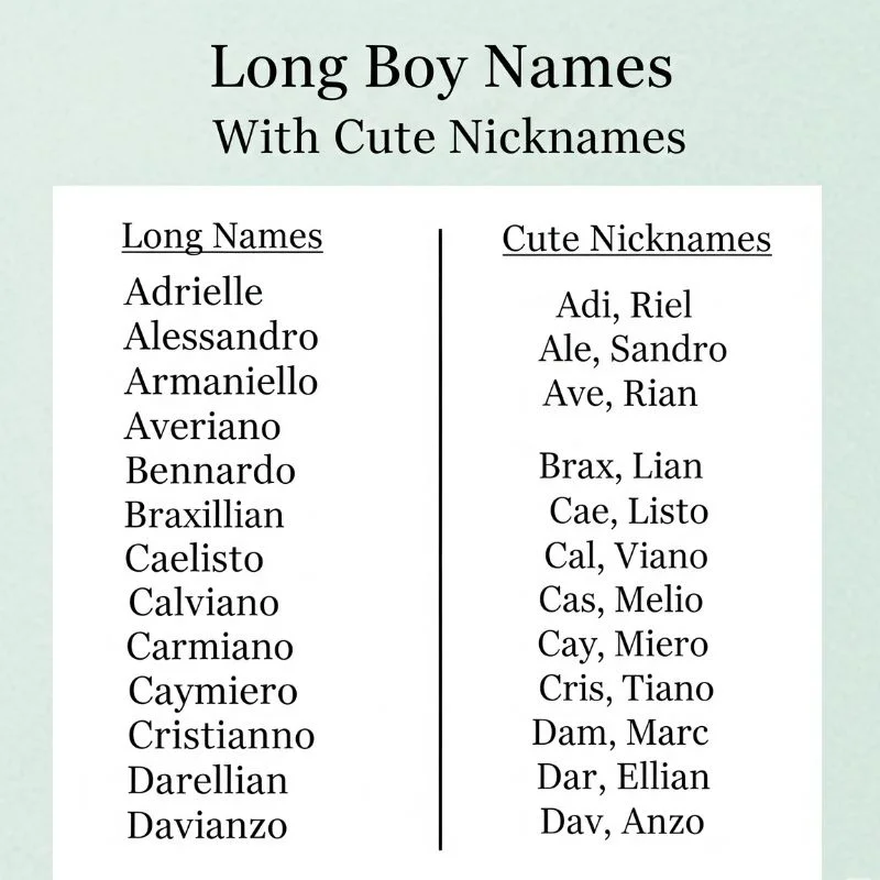 List of elegant long boy names with cute and modern nicknames