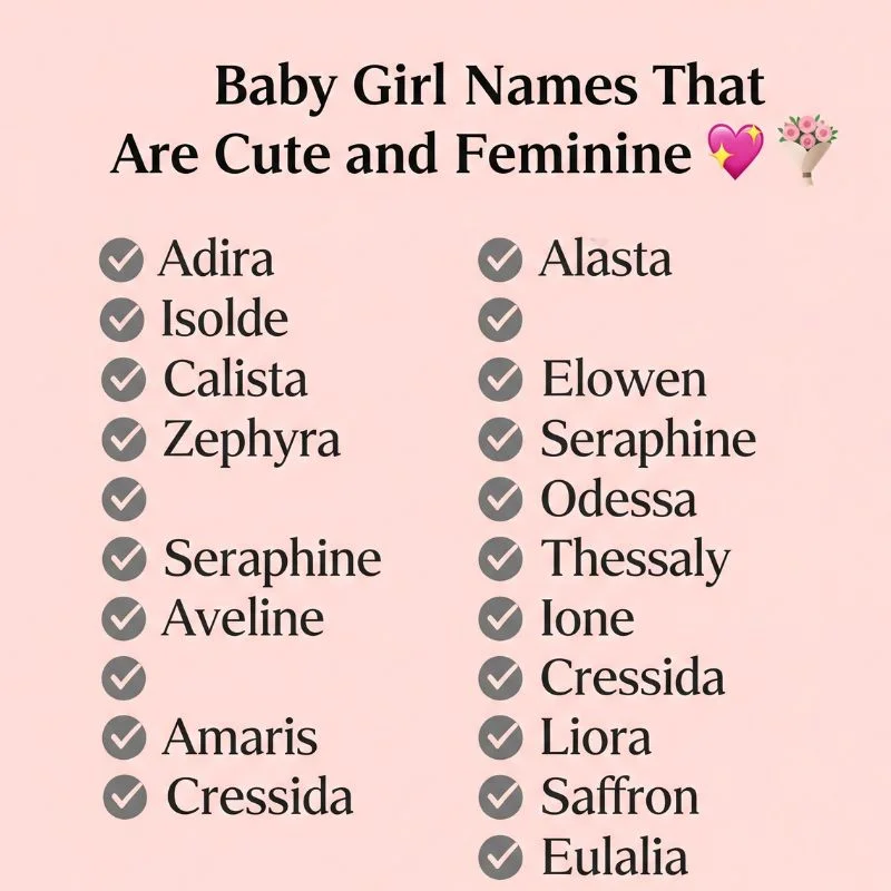 Stylish baby girl names with delicate, feminine meaning for new parents.