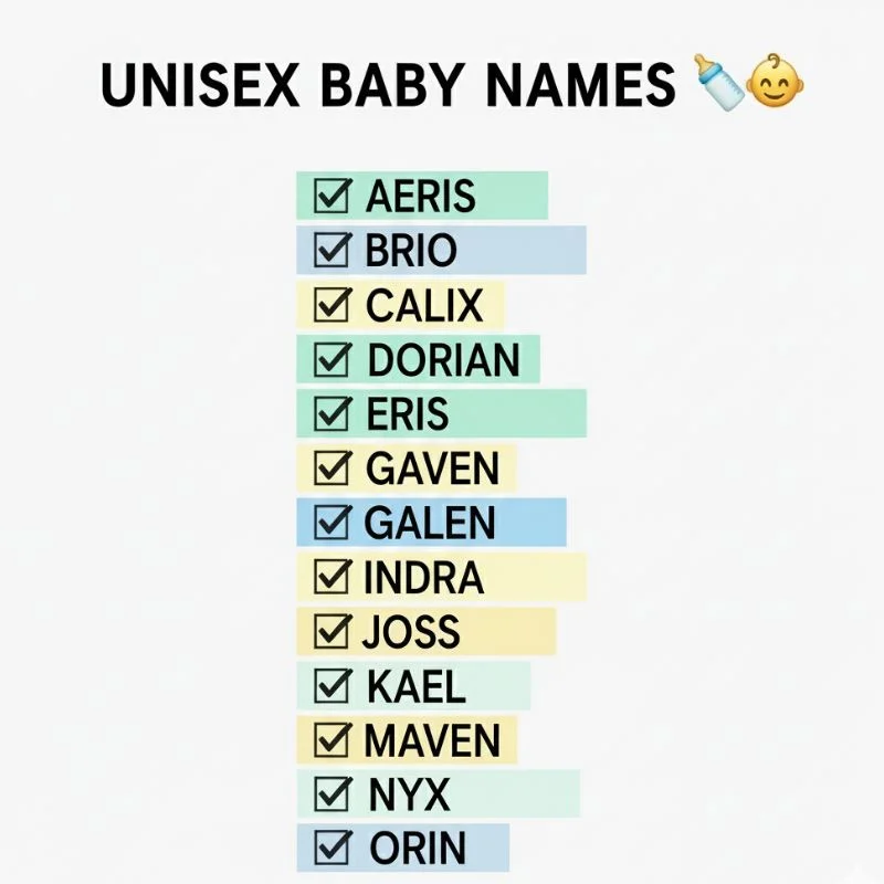 Adorable baby shoes and toys with unisex baby names title