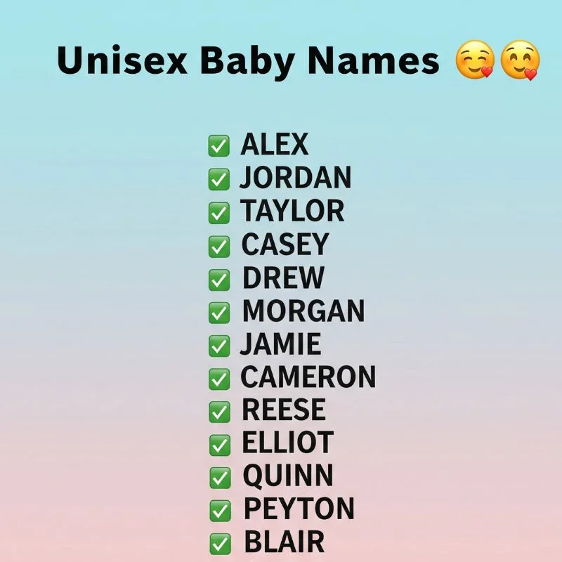 Illustration of baby blocks spelling unisex baby names