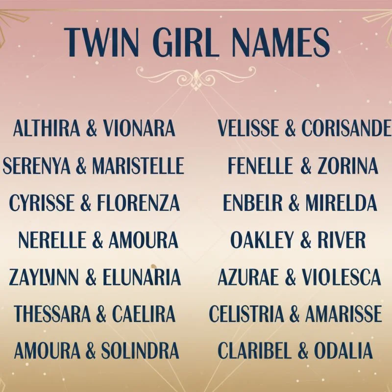 Artistic depiction of two girls with floral backgrounds, symbolizing beautiful twin girl names.