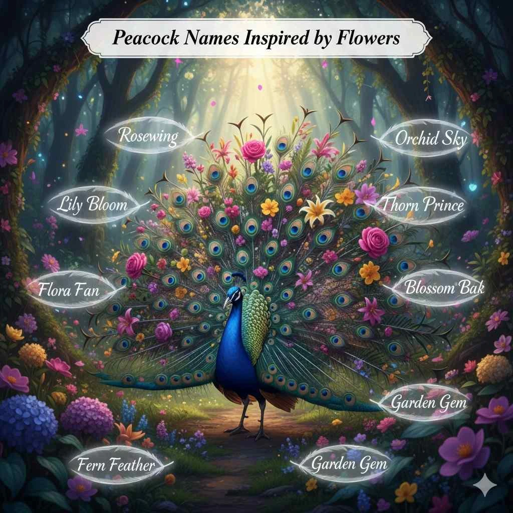 Peacock Names Inspired by Flowers