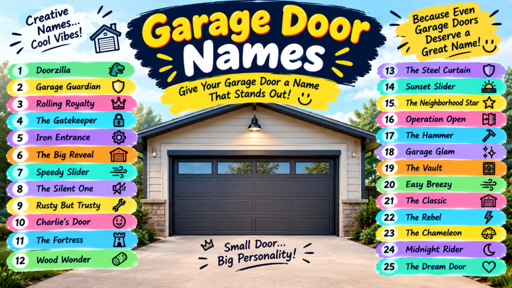 Funny and Creative Names for Garage Doors with 25 ideas