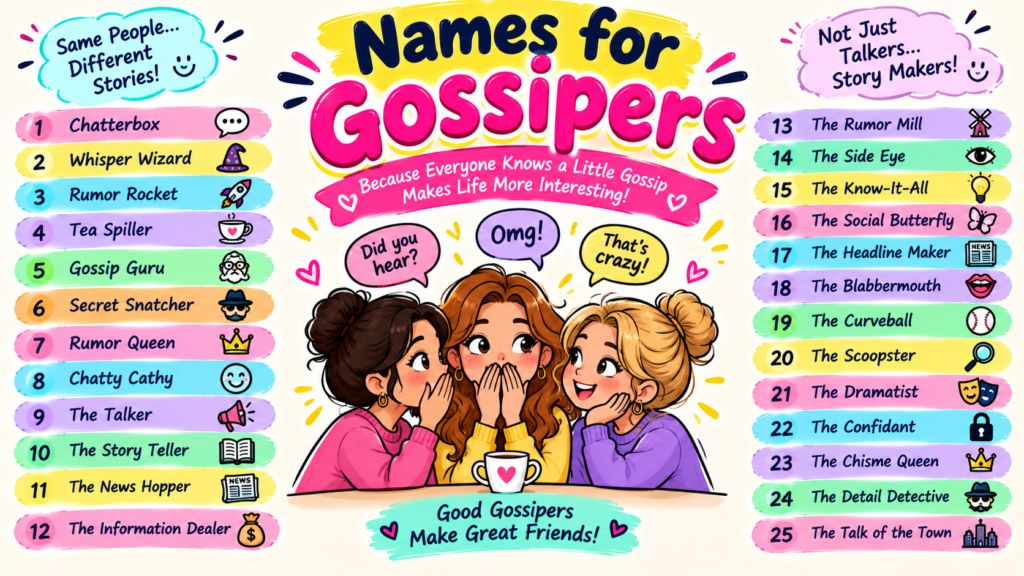 Creative and Funny Gossipers Names for Chatty People