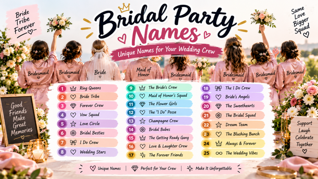 Unique Bridal Party Names for creating a fun and memorable wedding group