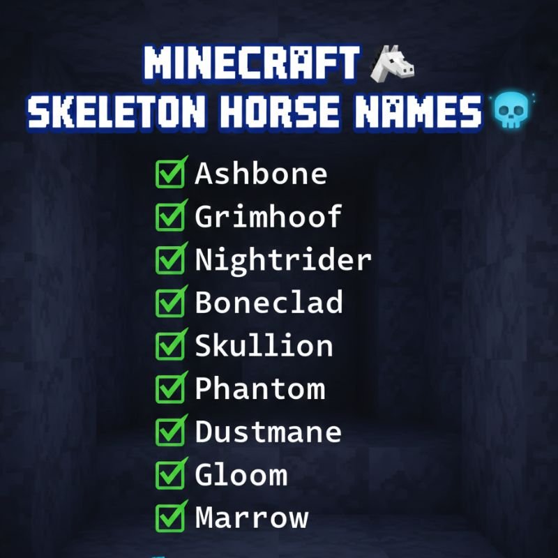 Tamed skeleton horse with a saddle ready to ride in Minecraft.