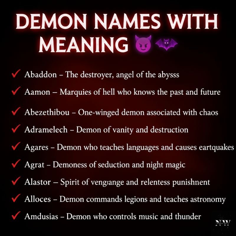 Dark themed image representing mysterious demon names and lore