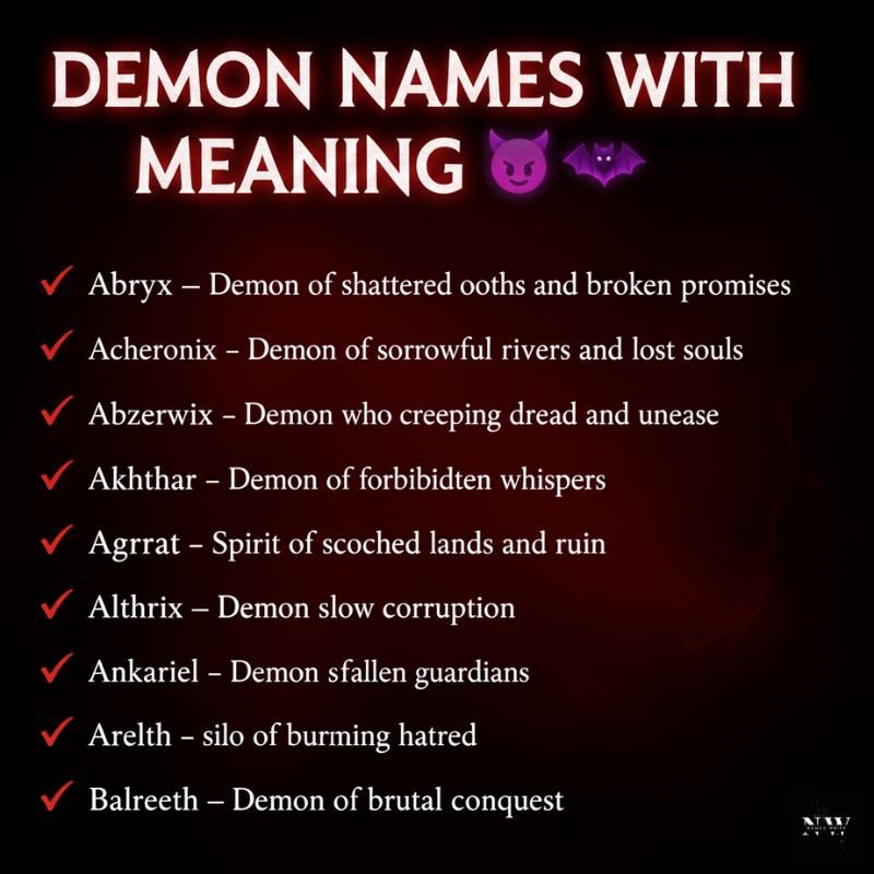 Moody illustration inspired by ancient demon names and legends