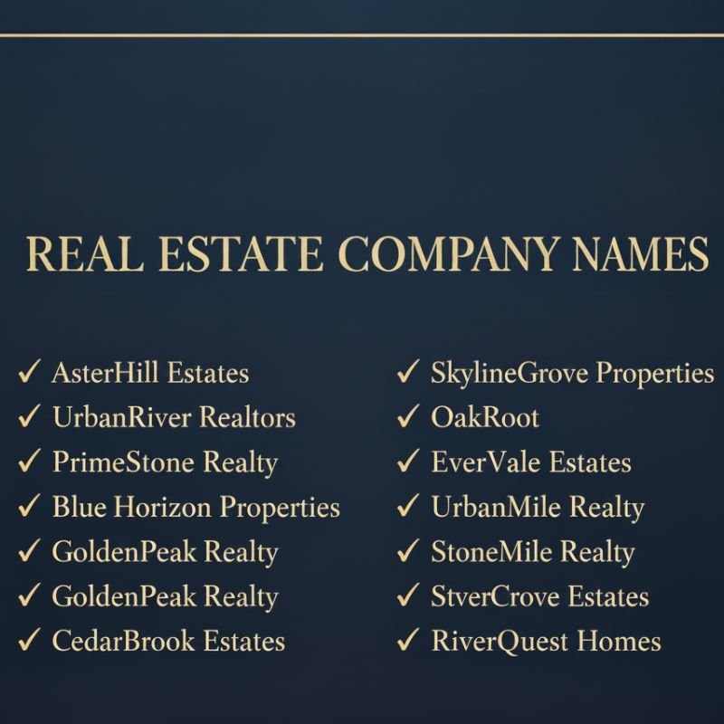 Modern real estate company name examples suitable for digital and offline branding