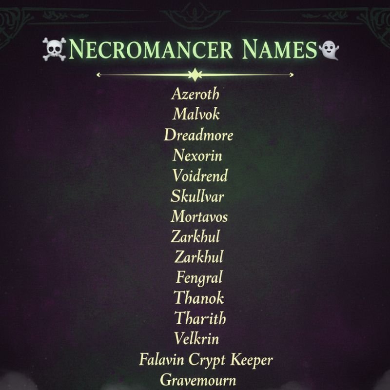 Evil necromancer names for fantasy stories, games, and RPG characters