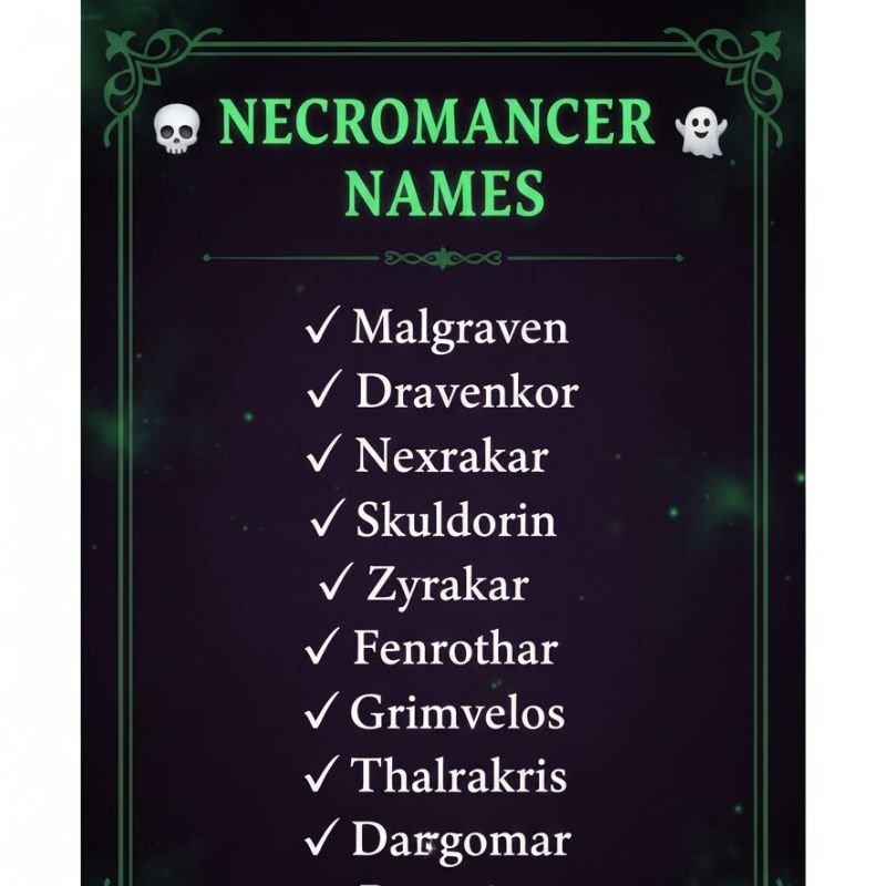 Necromancer names inspired by ancient myths, dark rituals, and necromancy
