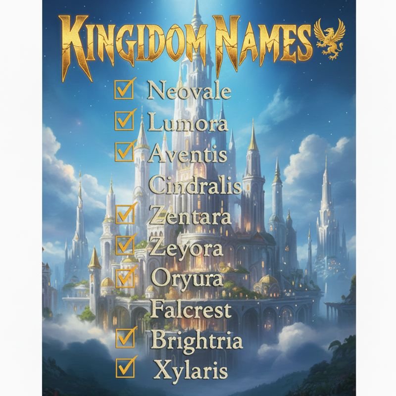 Fictional kingdom names designed for epic fantasy settings